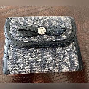Vintage Dior oblique pattern navy wallet